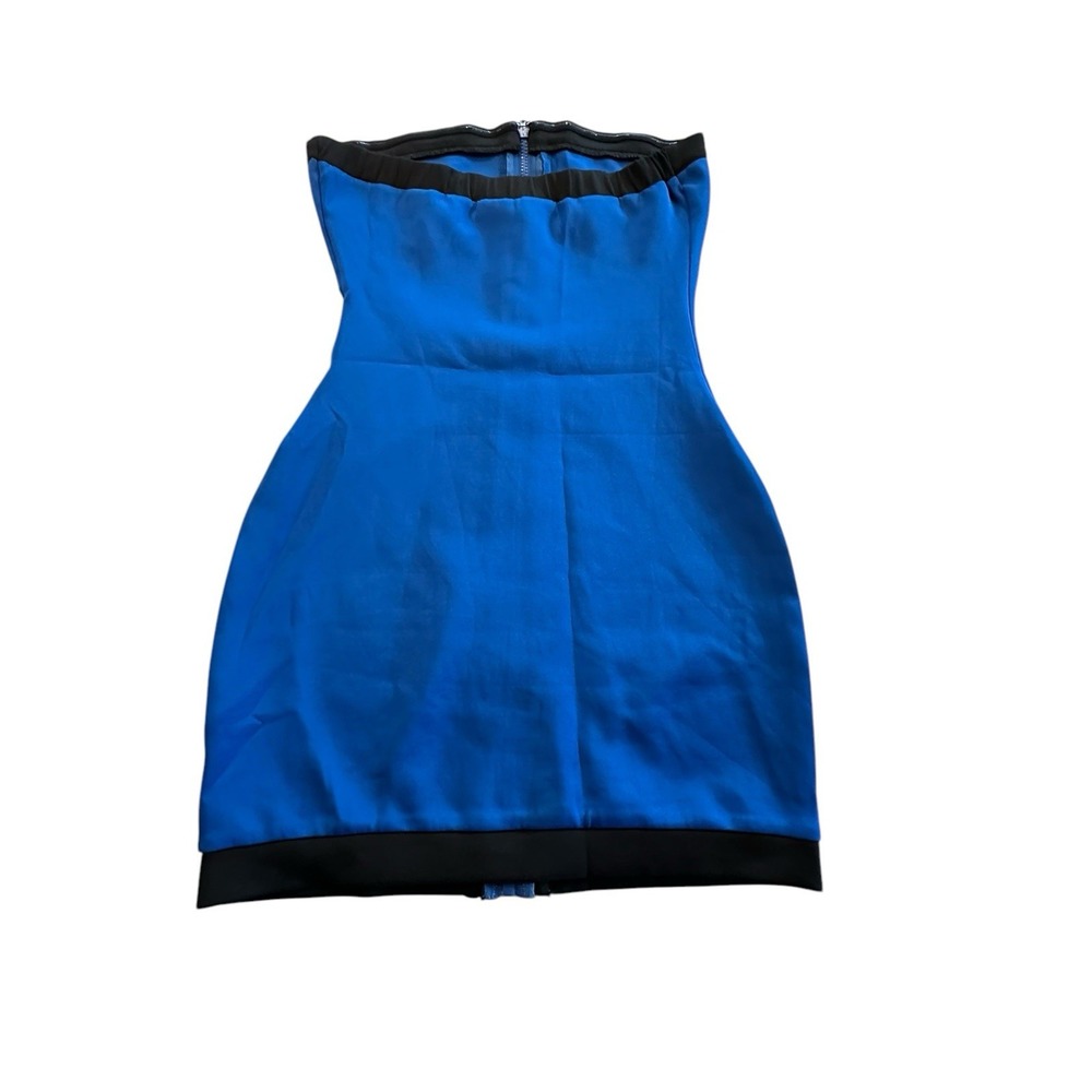 Forever 21 Dress Women Small Blue Strapless Mini Casual Party Dress Full Zip EUC